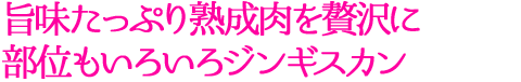 旨味たっぷり熟成肉を贅沢に 部位もいろいろジンギスカン