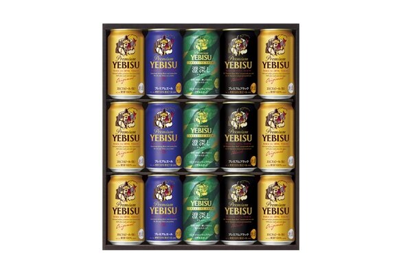 ヱビスビール缶350ml×6本、ヱビス クリエイティブブリュー 澄深し缶350ml×3本、ヱビス プレミアムエール缶350ml×3本、ヱビス プレミアムブラック缶350ml×3本